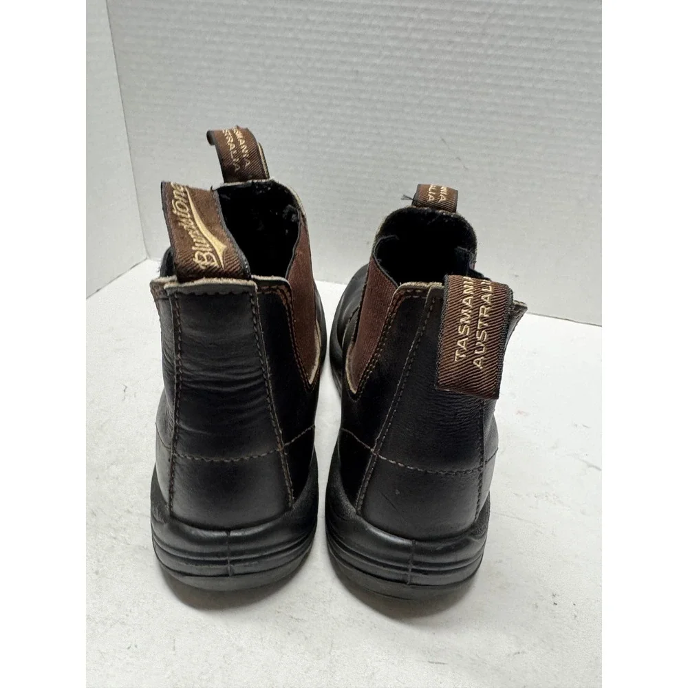 Blundstone 910 Steel Toe Leather Work Boots Dark Brown Chelsea Pull On AU 5 US 6